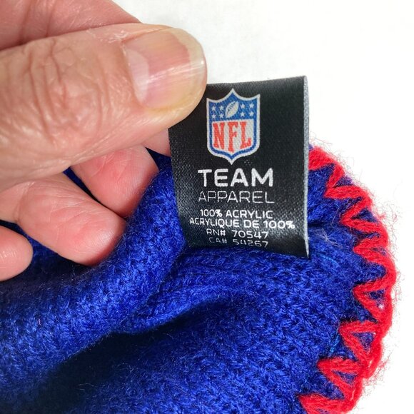 New York Giants Knit Winter Hat, One Size, '47 Brand, Tassels Pom Pom Football - Picture 6 of 6